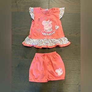 Peppa piggy baby girls shorts set 3-6M brand new retail $49
